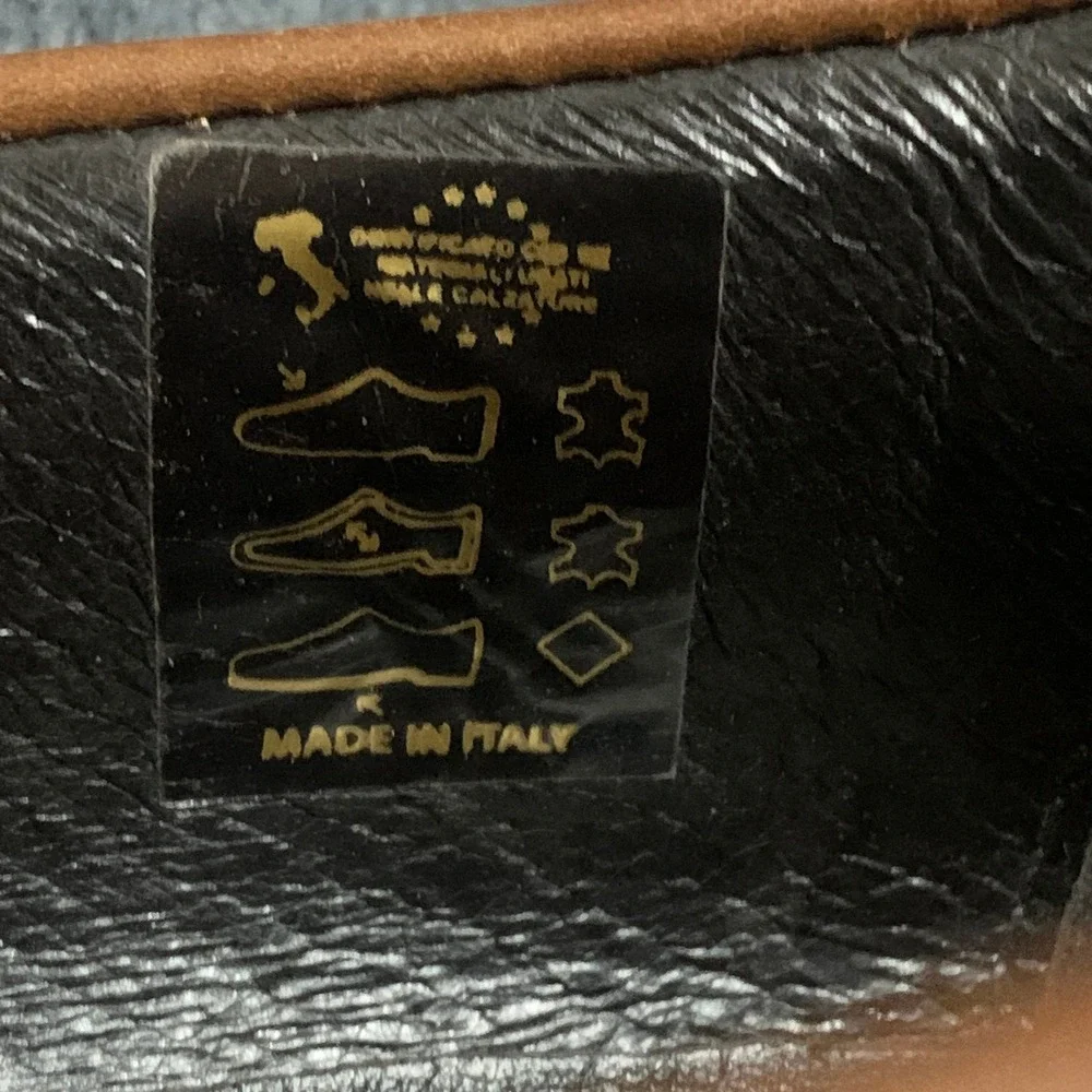 Mitchumm Mens Tan Leather Penny Loafers Made in Italy Size 42 Slip On Shoes